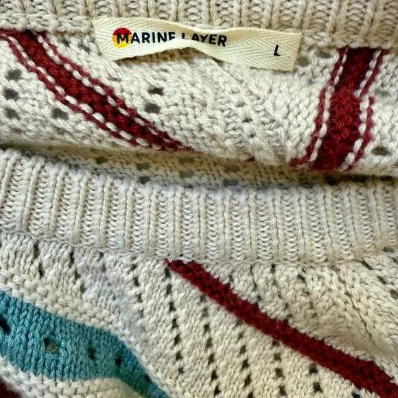 Marine Layer open knit Chevron Knit Sweater size L - Picture 5 of 5